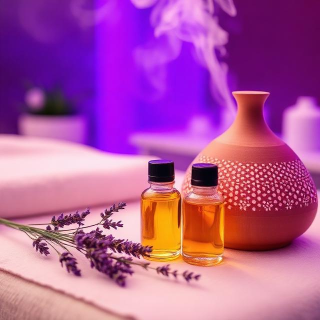 Essential oils and lavender for aromatherapy