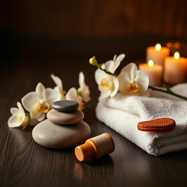 Relaxing foot reflexology spa setup